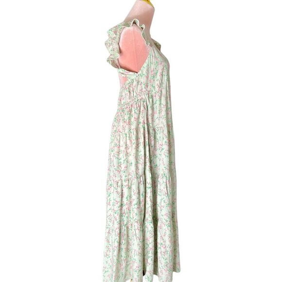 Sokee Collective Summer Flutter Dress in Green and Pink Floral. Size Small. NWT! - Picture 7 of 15